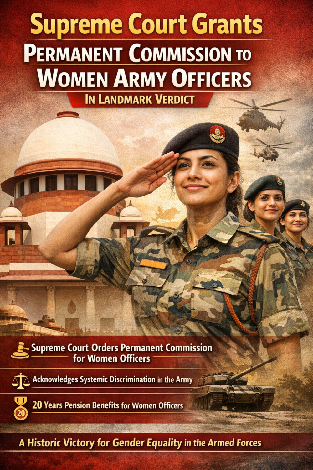 महिला सैन्य अधिकारियों को बड़ी राहत: सुप्रीम कोर्ट ने दिया परमानेंट कमीशन पर ऐतिहासिक फैसला