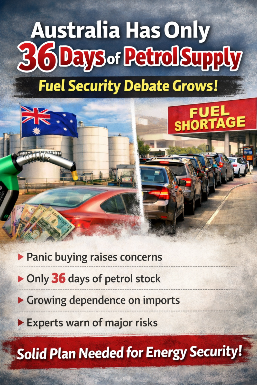 ऑस्ट्रेलिया में ईंधन भंडारण पर बहस, पेट्रोल की आपूर्ति को लेकर चिंता