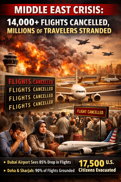 मध्य पूर्व संकट: 14 हजार से अधिक उड़ानें रद्द, लाखों यात्री फंसे