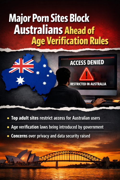ऑस्ट्रेलिया में आयु सत्यापन नियमों से पहले प्रमुख पोर्न वेबसाइटों ने एक्सेस किया सीमित