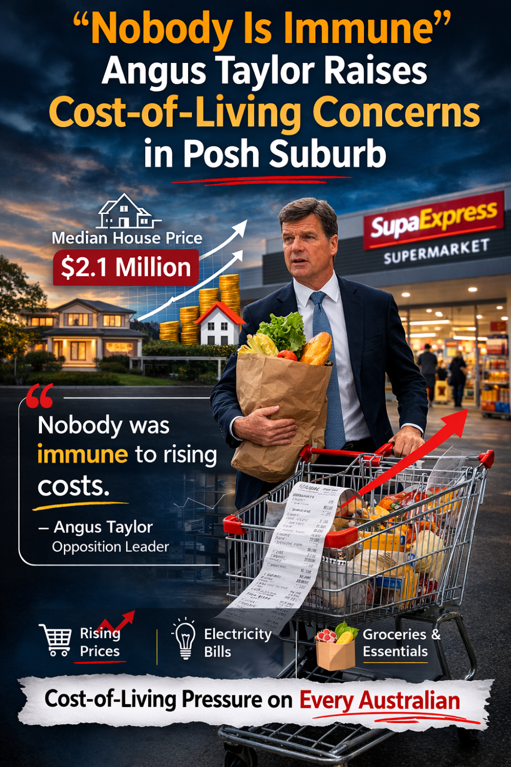 पॉश इलाके में महंगाई की बात: विपक्ष नेता एंगस टेलर का बयान