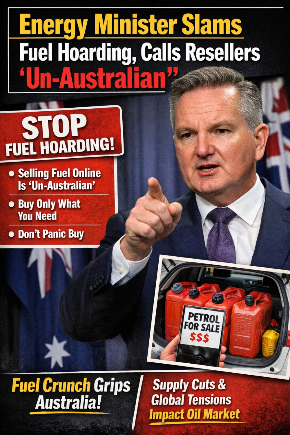 ईंधन की जमाखोरी कर महंगे दामों पर बेचने वालों को ऊर्जा मंत्री ने बताया ‘अन-ऑस्ट्रेलियाई’