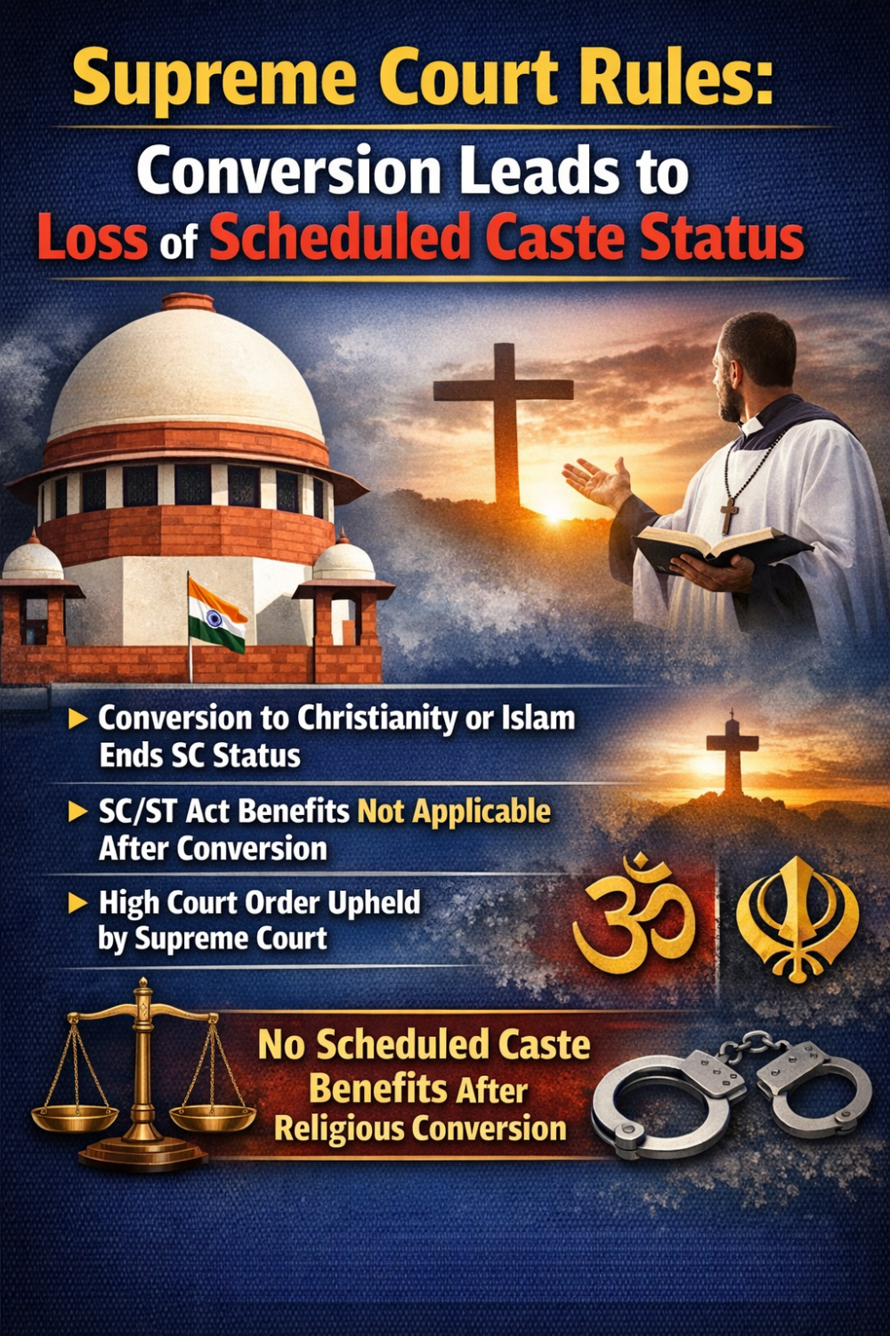 सुप्रीम कोर्ट का बड़ा फैसला: धर्मांतरण पर खत्म होगा अनुसूचित जाति का दर्जा