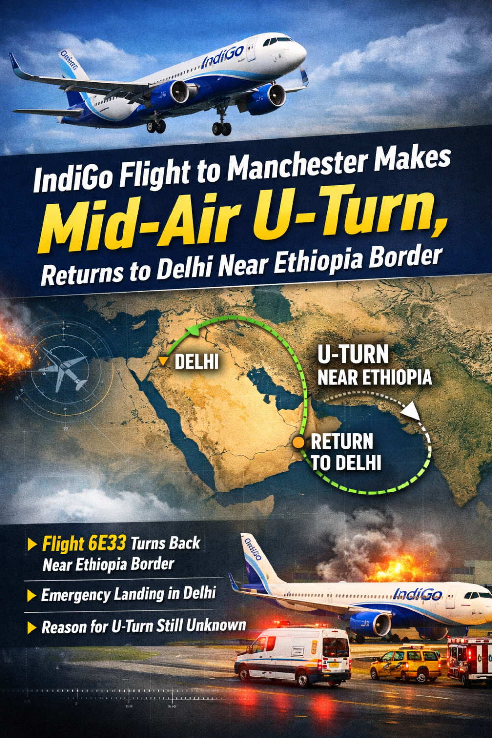मिडिल ईस्ट तनाव के बीच इंडिगो की फ्लाइट का यू-टर्न, दिल्ली से मैनचेस्टर जा रहा विमान वापस लौटा