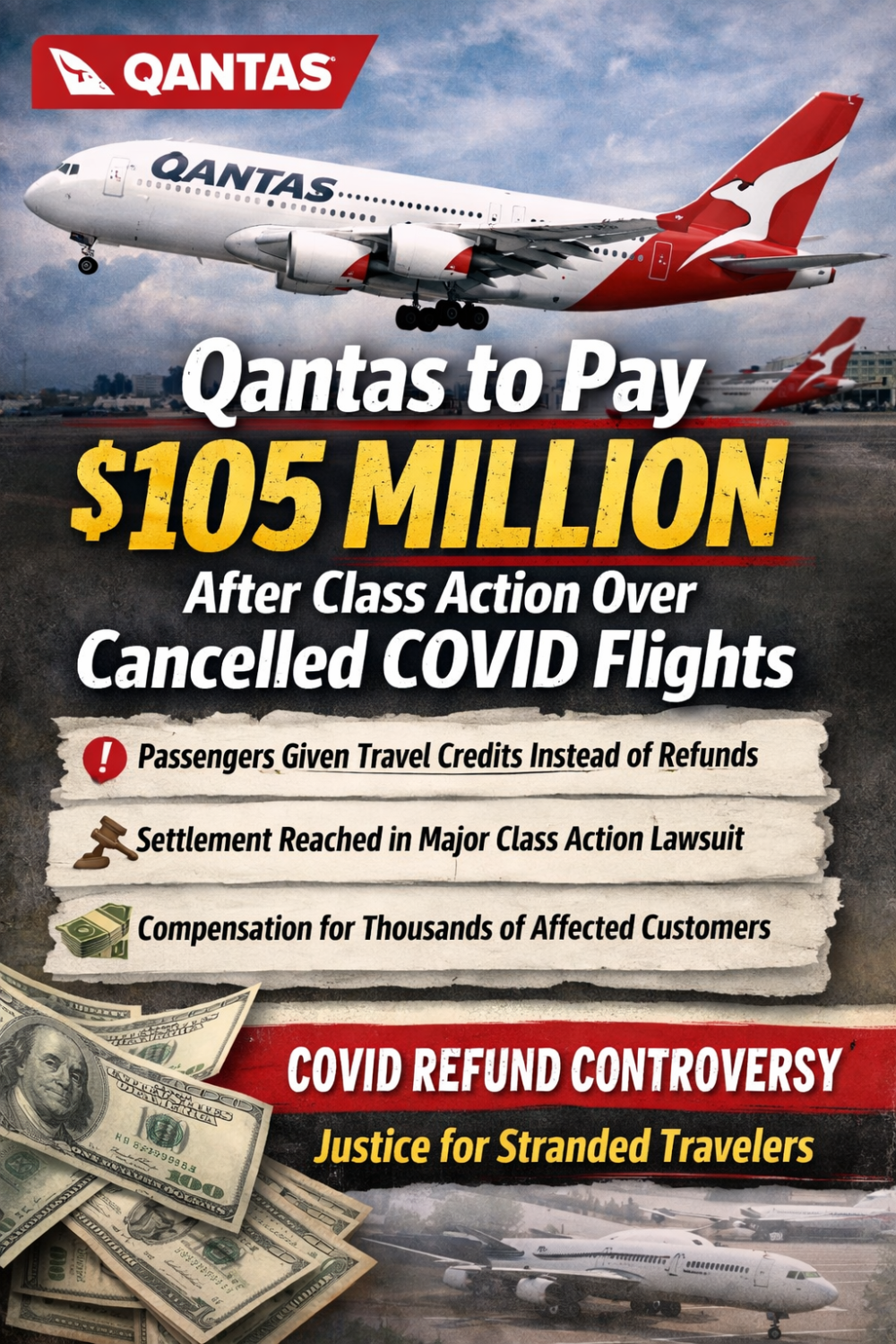 कैंसिल कोविड फ्लाइट्स मामले में क्वांटस को 105 मिलियन डॉलर चुकाने होंगे