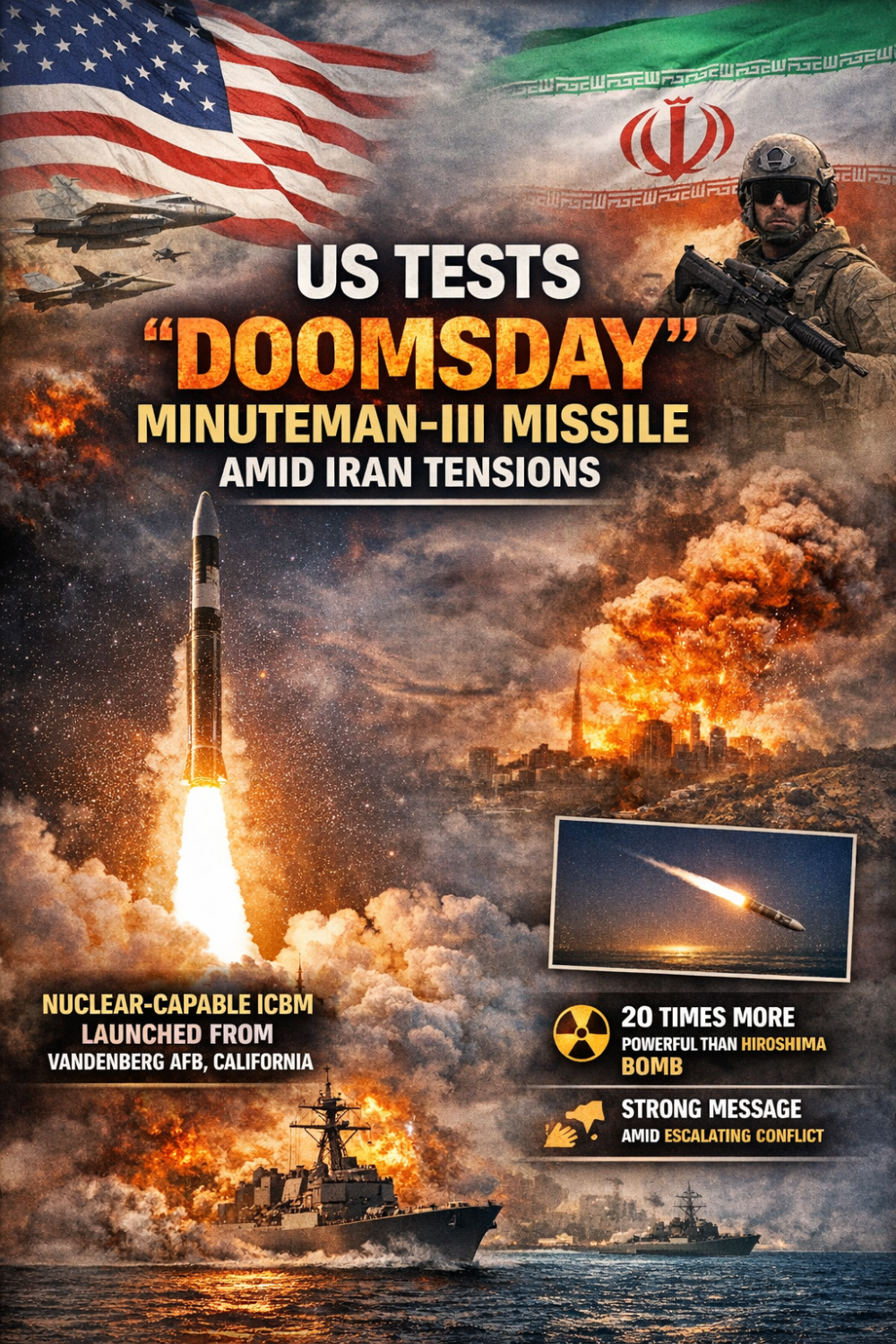 ईरान से बढ़ते तनाव के बीच अमेरिका ने ‘डूम्सडे’ मिसाइल का किया परीक्षण, मिनटमैन-III की ताकत से दुनिया में हलचल