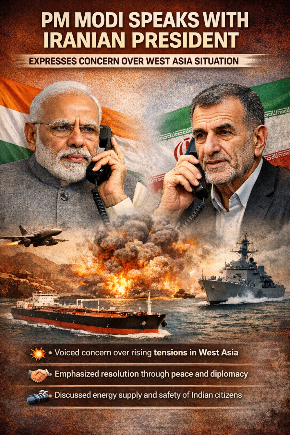 पीएम मोदी ने ईरान के राष्ट्रपति से की बात, पश्चिम एशिया के हालात पर जताई गहरी चिंता