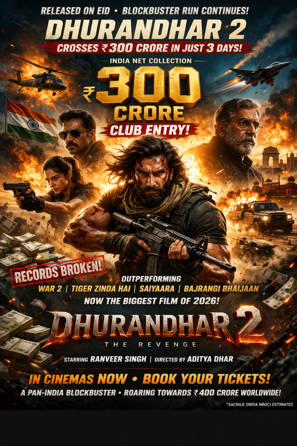 शनिवार को ‘धुरंधर 2’ का धमाका, तीसरे दिन ही 300 करोड़ क्लब में एंट्री