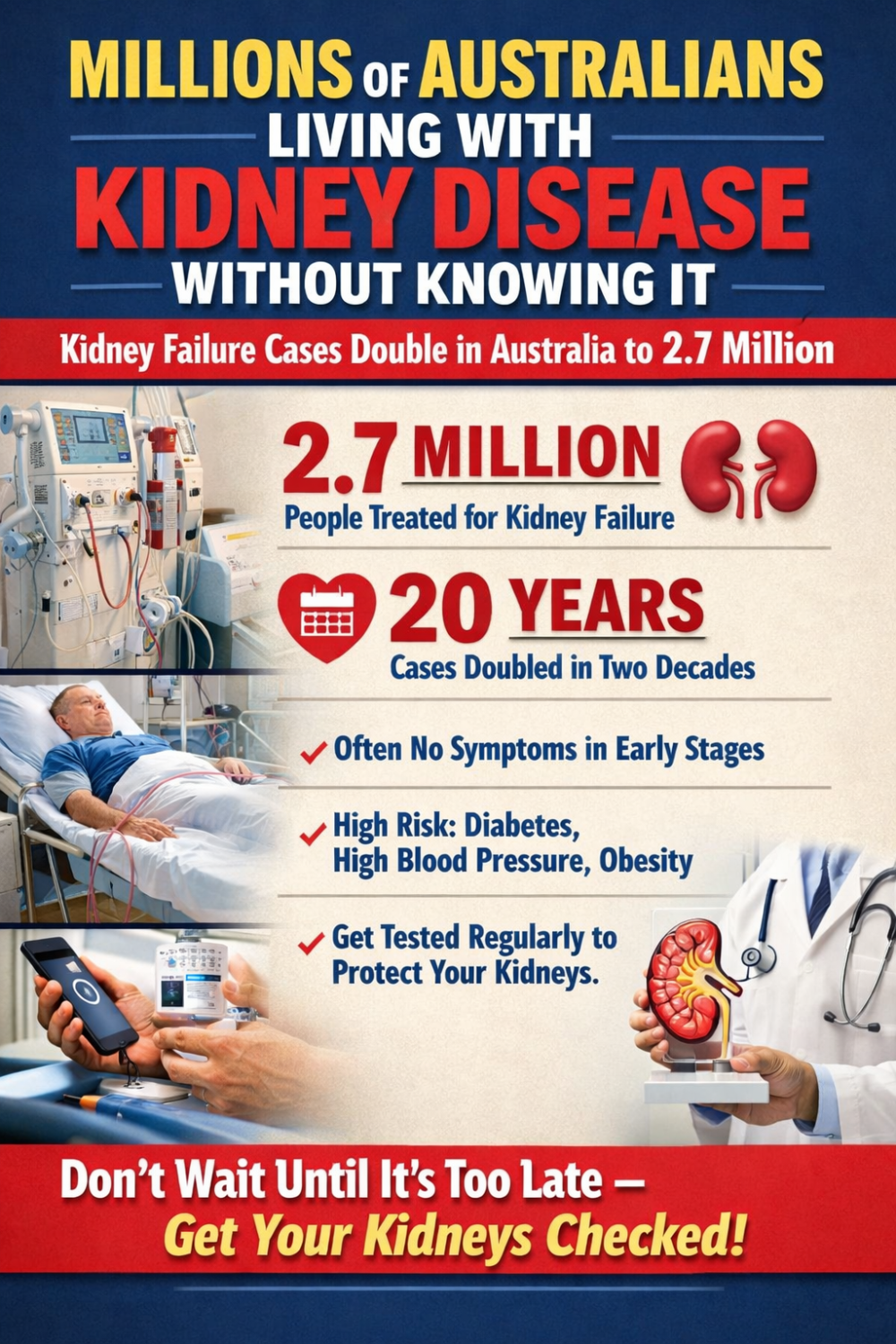 ऑस्ट्रेलिया में किडनी रोग का खतरा बढ़ा, लाखों लोगों को बीमारी का पता ही नहीं