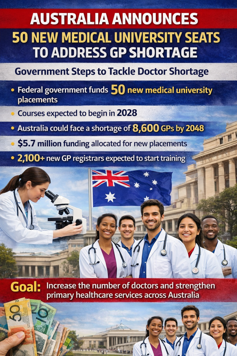 ऑस्ट्रेलिया में डॉक्टरों की कमी दूर करने के लिए सरकार का बड़ा कदम, मेडिकल यूनिवर्सिटियों में 50 नई सीटें