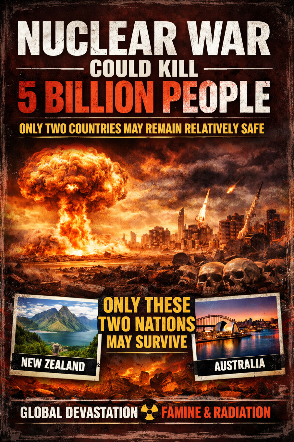 परमाणु युद्ध का खतरा: दुनिया के 5 अरब लोगों की जान जा सकती है, केवल दो देश अपेक्षाकृत सुरक्षित