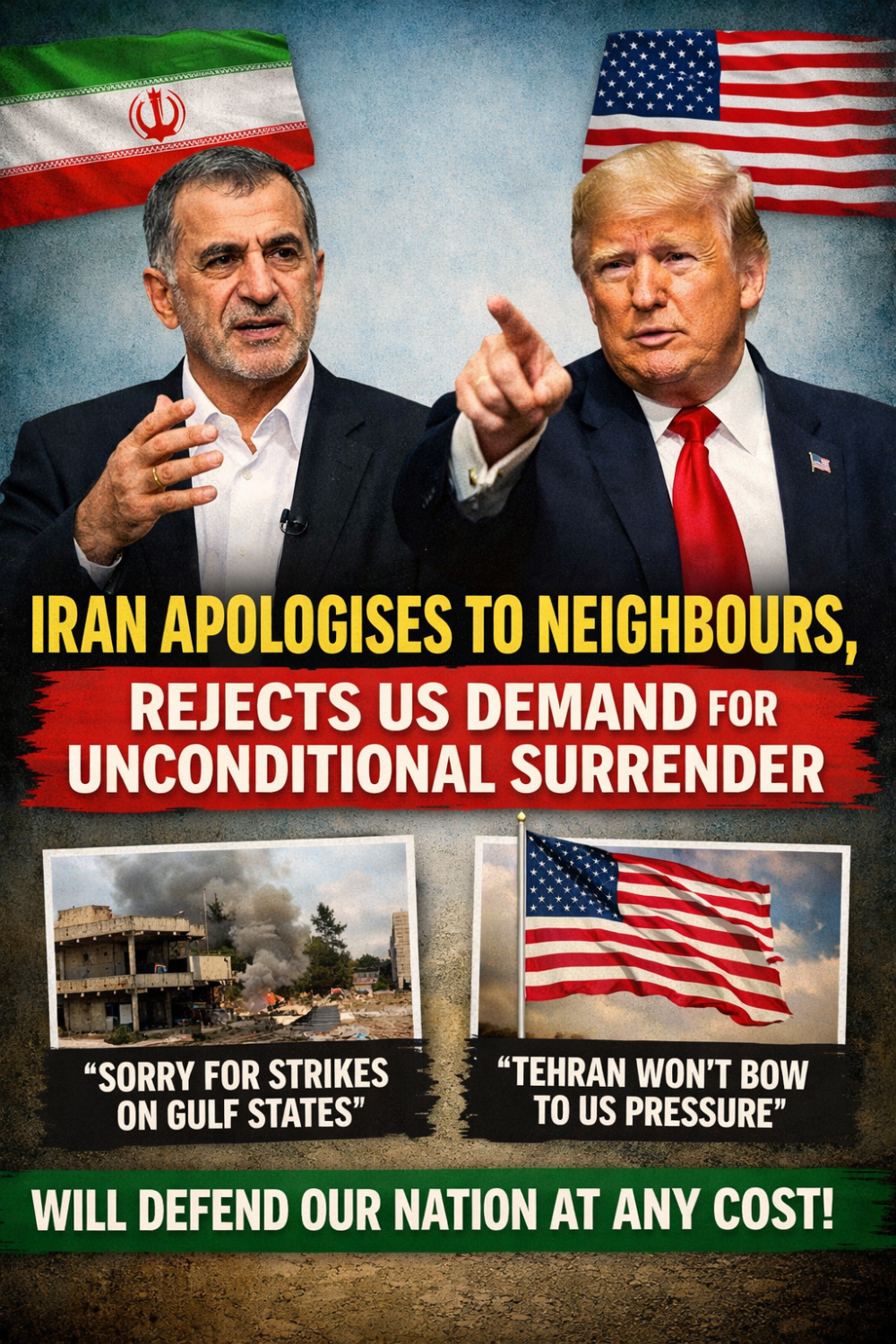 ईरान ने पड़ोसी देशों से मांगी माफी, अमेरिका की ‘बिना शर्त सरेंडर’ मांग ठुकराई