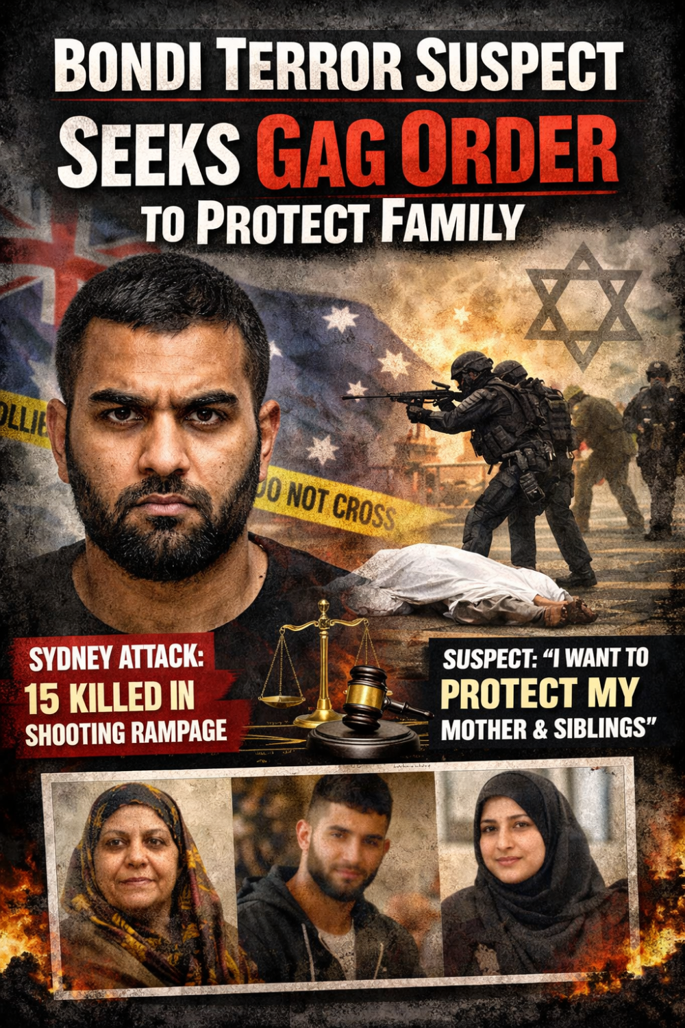 बॉन्डी आतंकी हमले के आरोपी ने परिवार की सुरक्षा के लिए कोर्ट से ‘गैग ऑर्डर’ की मांग की