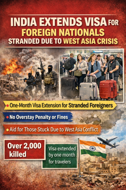 पश्चिम एशिया संकट: भारत में फंसे विदेशी नागरिकों को राहत, वीजा एक महीने बढ़ाने का फैसला