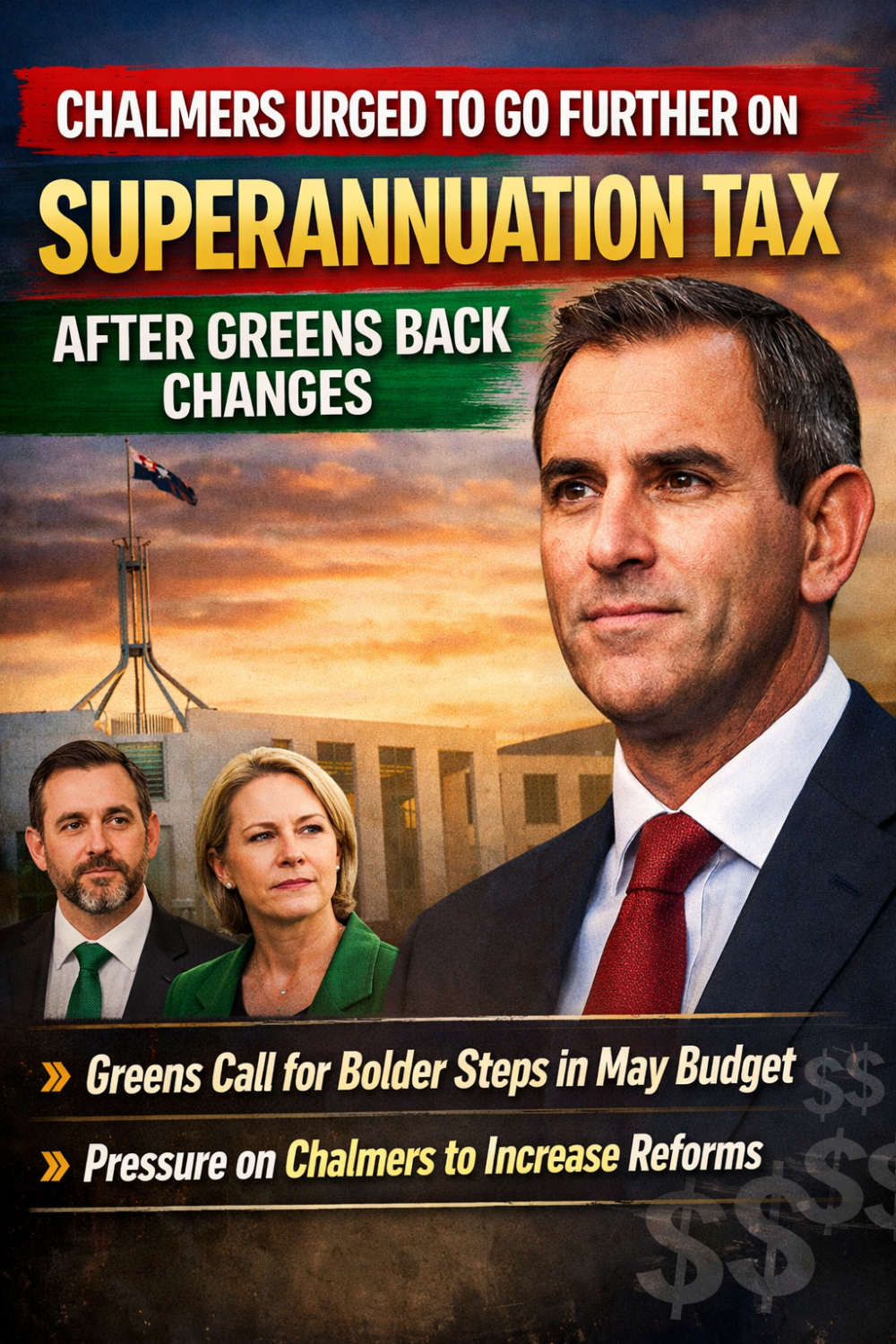 तीन साल की जंग के बाद सुपरएनुएशन टैक्स बढ़ाने पर चैल्मर्स को मिला समर्थन, ग्रीन्स ने बजट में और बड़े कदम की मांग की