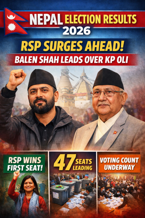 नेपाल चुनाव परिणाम 2026: राष्ट्रीय स्वतंत्र पार्टी का शानदार प्रदर्शन, बालेन शाह ओली से आगे