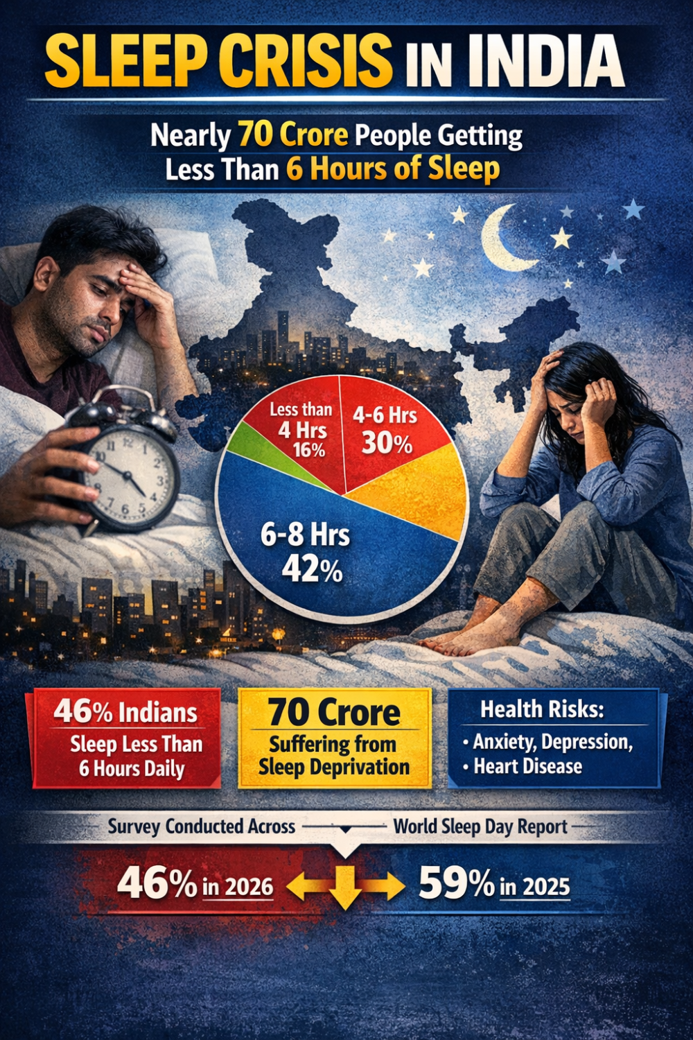 देश में बढ़ती नींद की कमी: सर्वे में सामने आई चिंताजनक स्थिति