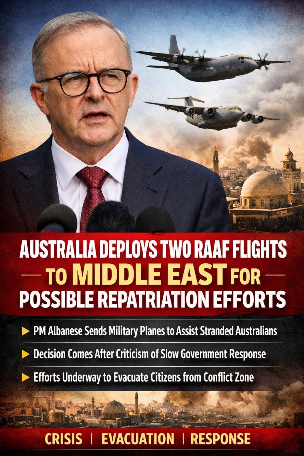 मध्य पूर्व में संकट: ऑस्ट्रेलियाई नागरिकों की वापसी के लिए RAAF की दो उड़ानें भेजीं