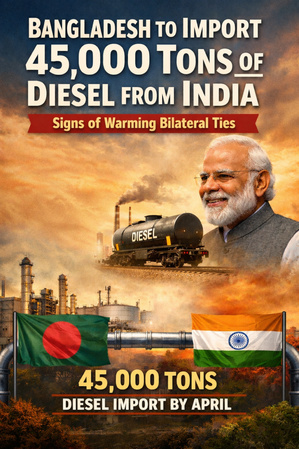 भारत से 45,000 टन डीजल आयात करेगा बांग्लादेश, रिश्तों में फिर दिखी गर्माहट