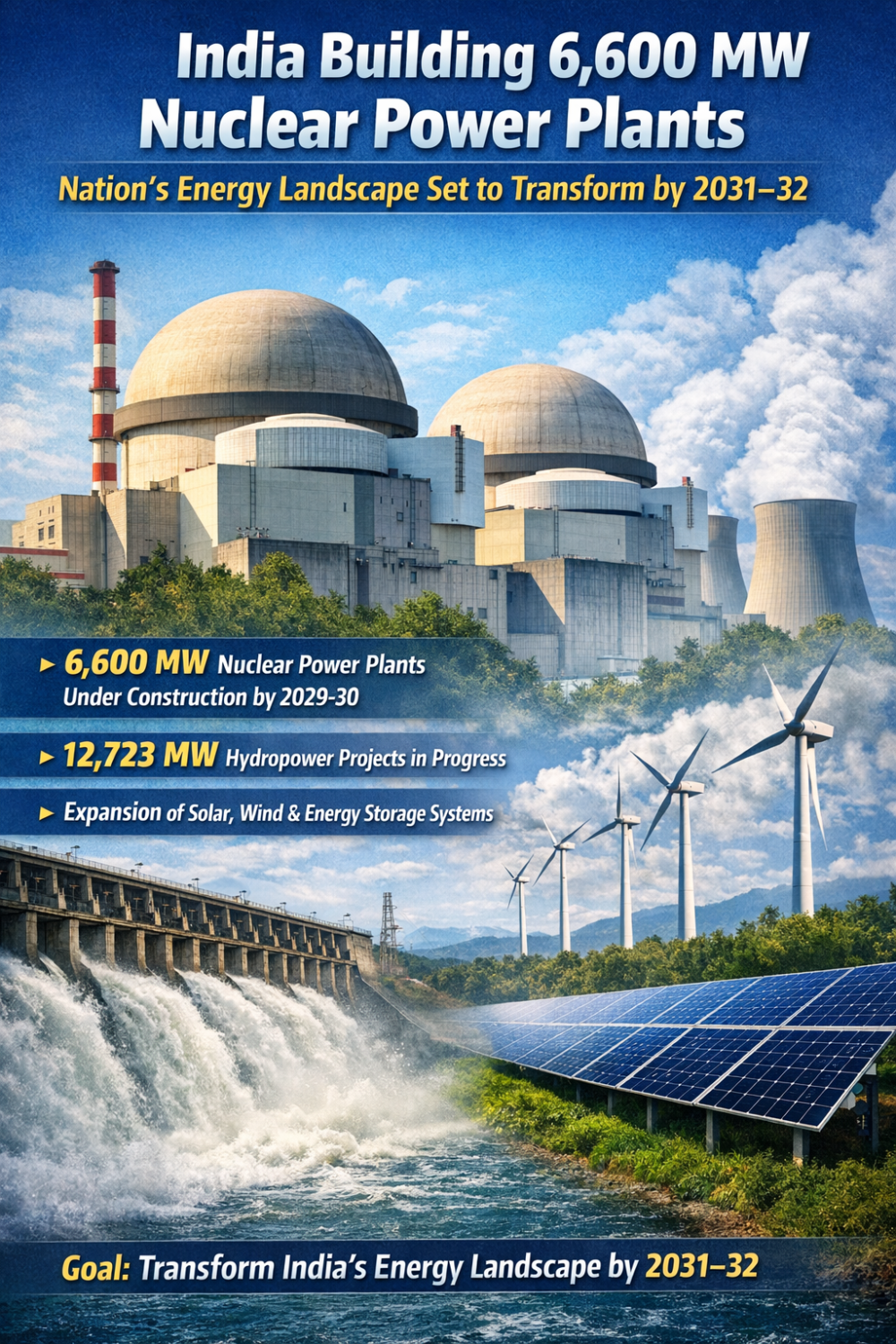 2031-32 तक बदलेगी देश की ऊर्जा तस्वीर: 6,600 मेगावाट के परमाणु संयंत्र निर्माणाधीन