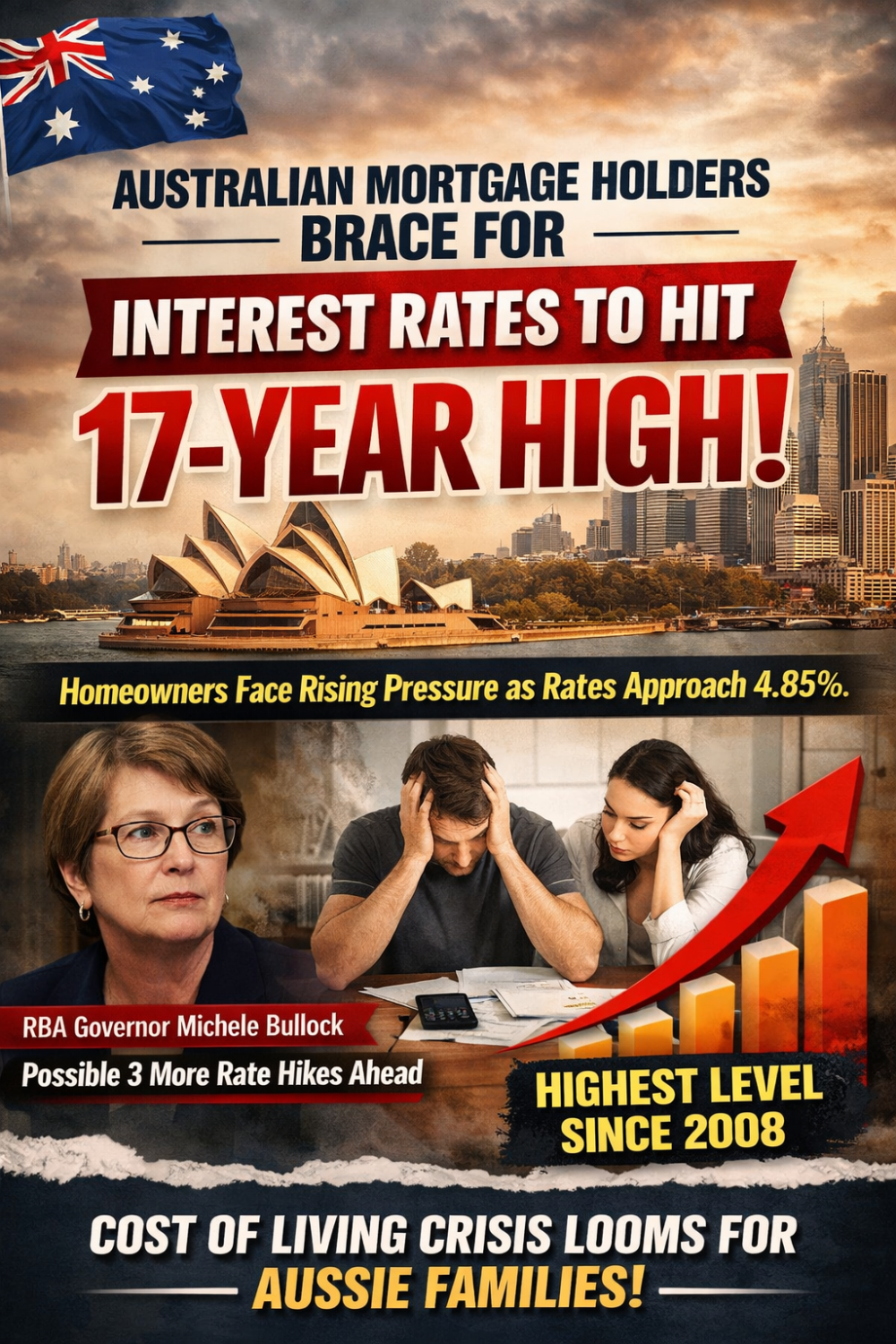 ऑस्ट्रेलिया में ब्याज दरें 17 साल के उच्च स्तर पर पहुंचने की आशंका, गृह ऋण धारकों पर बढ़ेगा बोझ