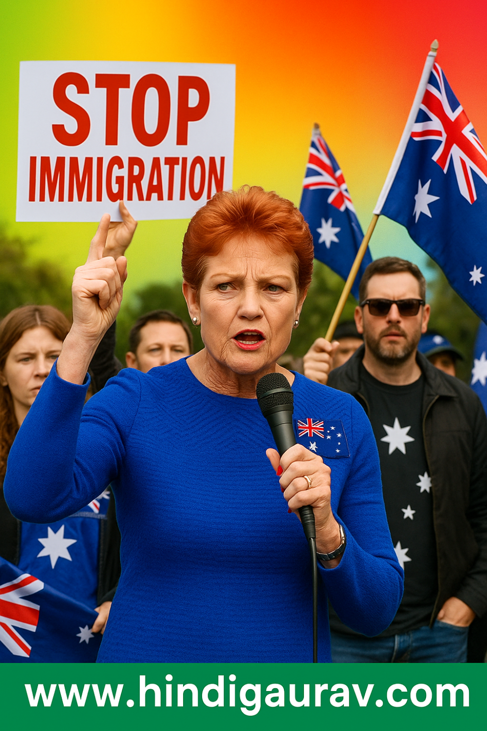 पॉलिन हैनसन ने मेलबर्न रैली में संसदीय निलंबन पर साधा निशाना