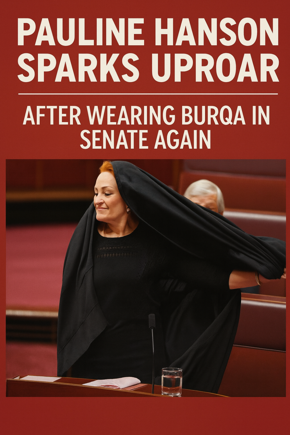 सीनेट में फिर बुर्का पहनकर पहुँची पॉलिन हैनसन, मुस्लिम सांसदों की कड़ी प्रतिक्रिया