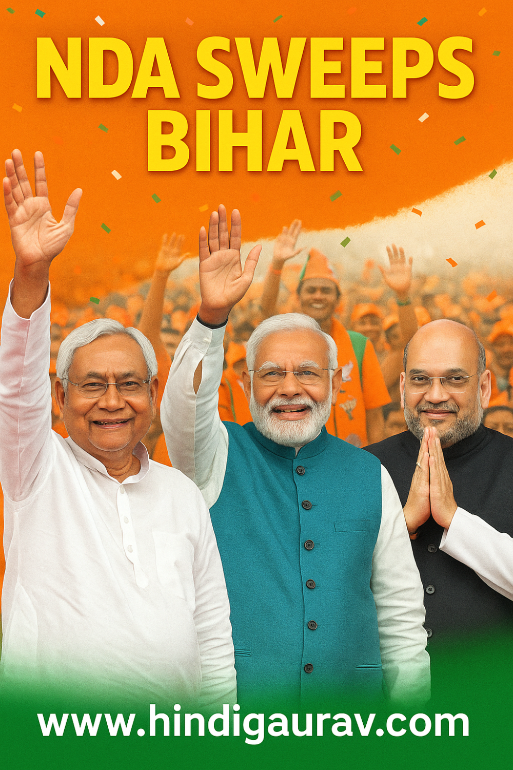 बिहार में एनडीए का ऐतिहासिक प्रचंड बहुमत, महागठबंधन हुआ साफ — राजनीति में नया अध्याय शुरू